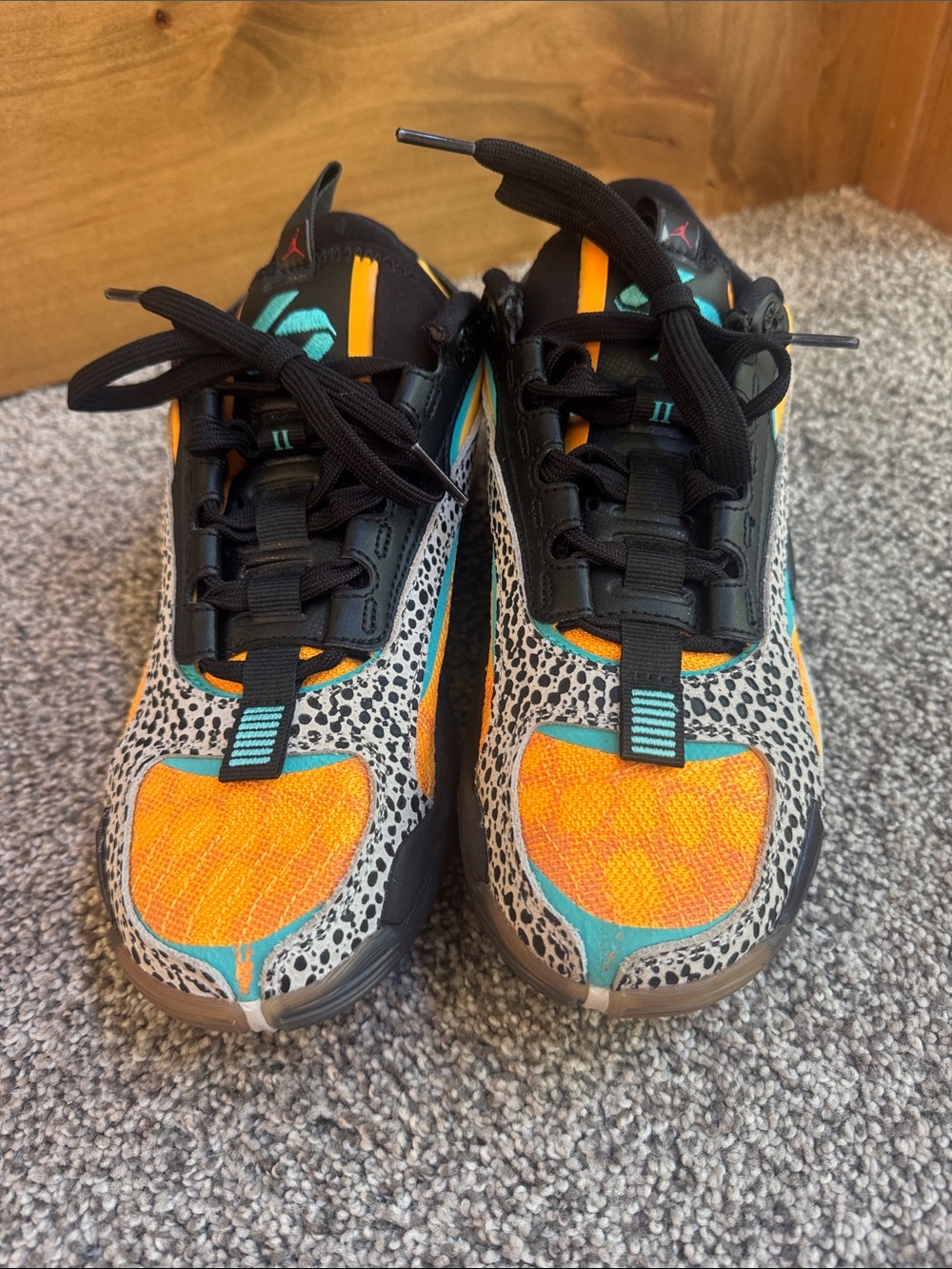 Jordan Luca 77 Kids' Multicolor Patterned Basketball Shoes - Orange/Teal/Black